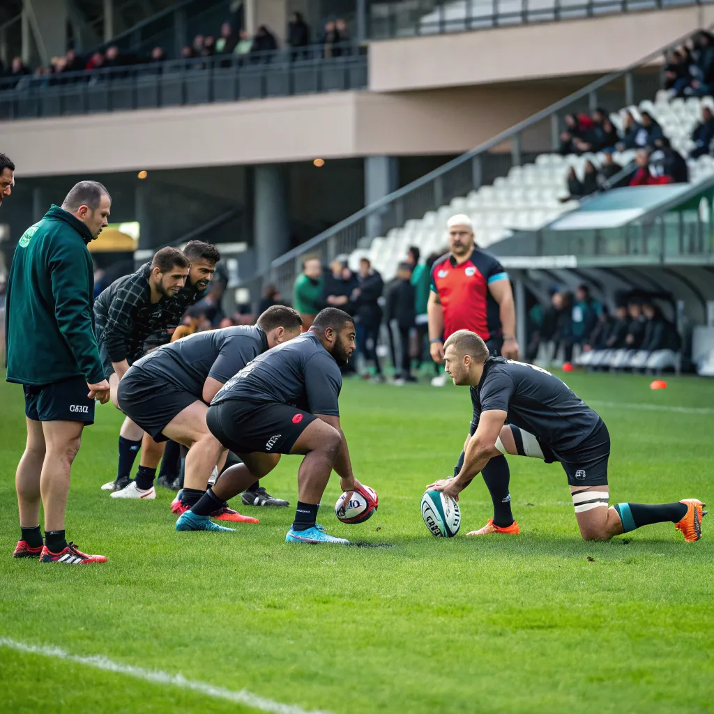 Professional rugby training session